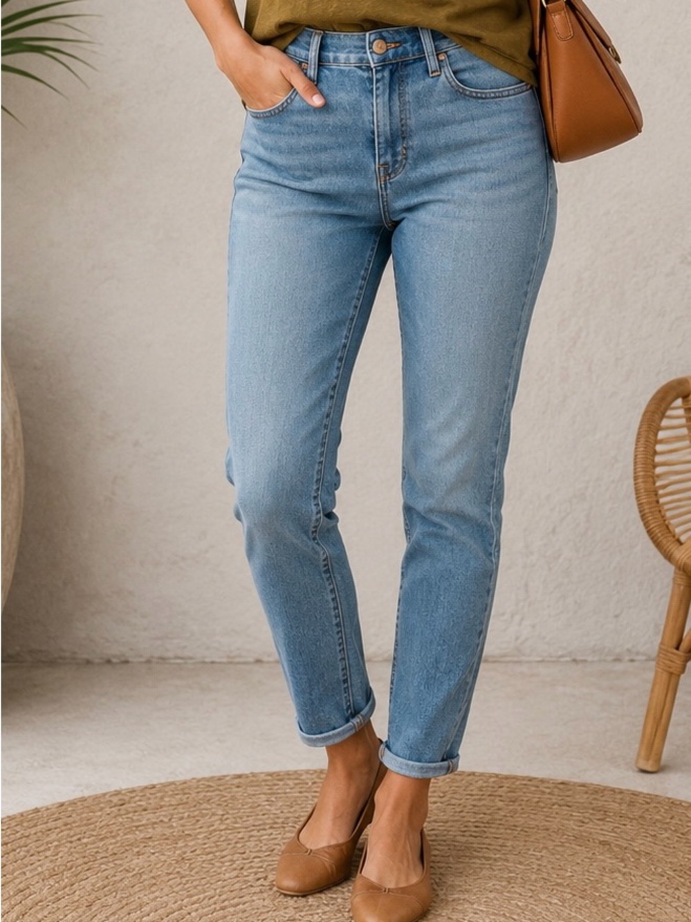 Old Navy Super Skinny Mid-Rise Blue Jeans with Contrast Orange Stitching